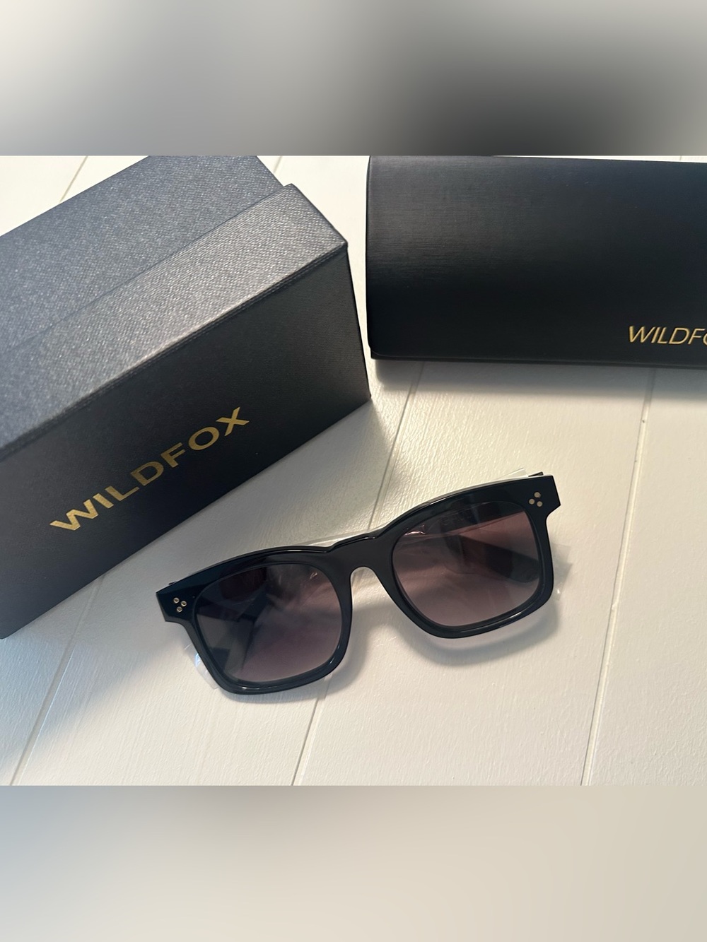 New In box Wildfox Black Gaudy Sunglasses with Gradient Smoke Lenses